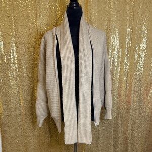 Vintage Le Roy Knit Cardigan with attached scarf 100% wool